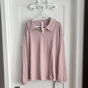 lululemon athletica Long Sleeve Polo Top in Dusty Pink